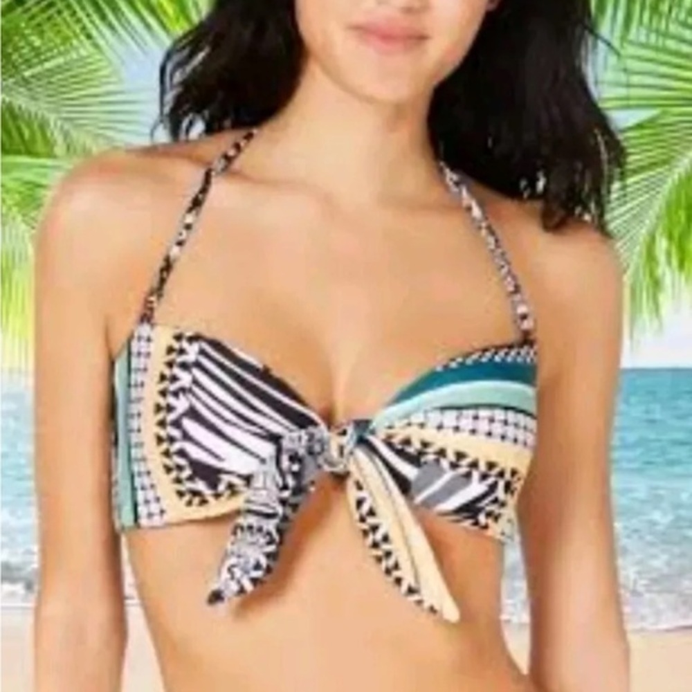 Becca by Rebecca Virtue handkerchief print bikini swim top size medium new